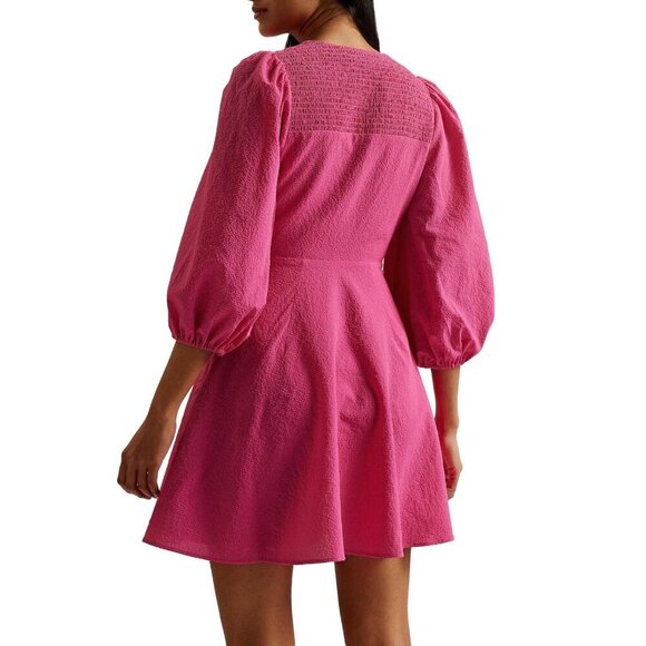 NWT Ted Baker London Jozelyn Seersucker Tie Front Mini Dress in Bright P… - Picture 6 of 10